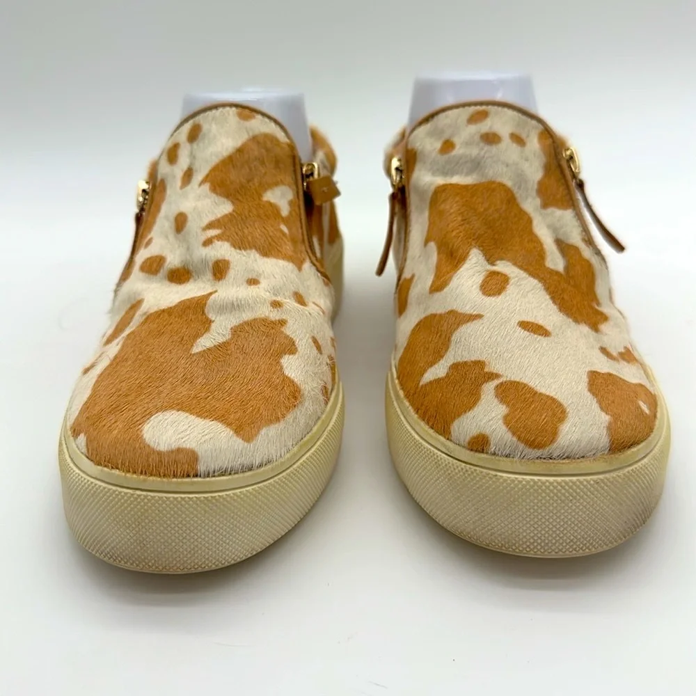 Very Volatile Animal Print Natural Tumble Hide Zip Up Slip On Shoes W Size 8.0
